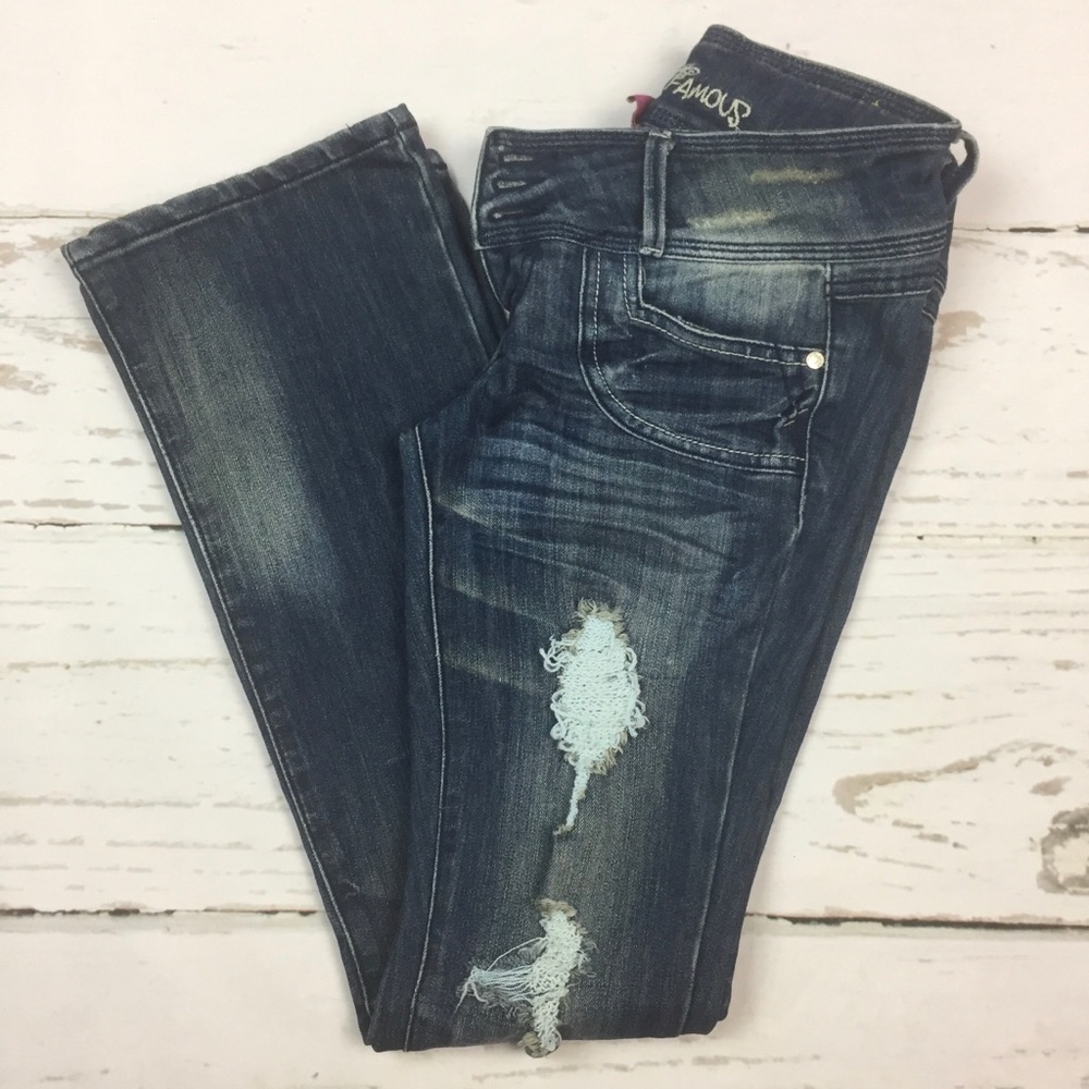Almost Famous Destroyed Distressed Dark Jeans 7